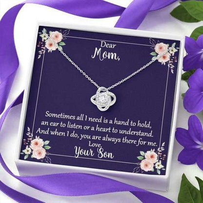 Mom Necklace, Gift For Mom Sometimes All I Need Is A Hand To Hold Love Knot Necklace Gifts for Mother (Mom) Rakva