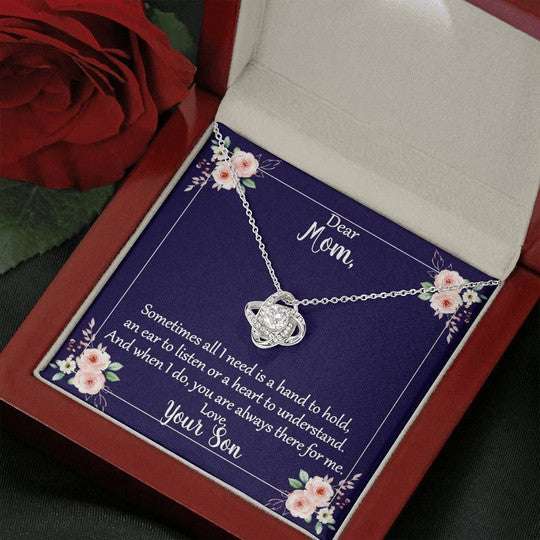 Mom Necklace, Gift For Mom Sometimes All I Need Is A Hand To Hold Love Knot Necklace Gifts for Mother (Mom) Rakva