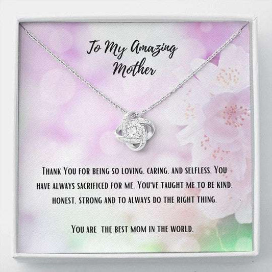 Mom Necklace, Gift For Mom Thank You For Being So Loving Love Knot Necklace Gifts for Mother (Mom) Rakva