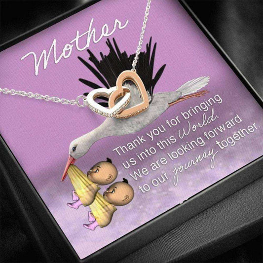 Mom Necklace, Gift For Mom Thanks For Bringing Us Into This World Interlocking Hearts Necklace Gifts for Mother (Mom) Rakva