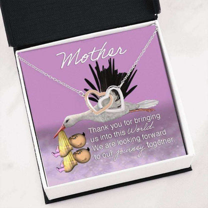 Mom Necklace, Gift For Mom Thanks For Bringing Us Into This World Interlocking Hearts Necklace Gifts for Mother (Mom) Rakva