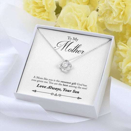 Mom Necklace, Gift For Mom The Sweetest Gift Has Given Me Love Knot Necklace From Son Gifts for Mother (Mom) Rakva