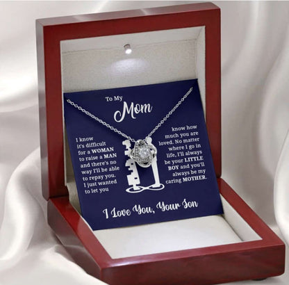 Mom Necklace, Gift For Mom “ To My Mom “ I Love You “ Love Knot Necklace Gifts for Mother (Mom) Rakva