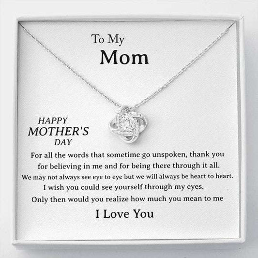 Mom Necklace, Gift For Mom We Will Always Be Heart To Heart Love Knot Necklace Gifts for Mother (Mom) Rakva