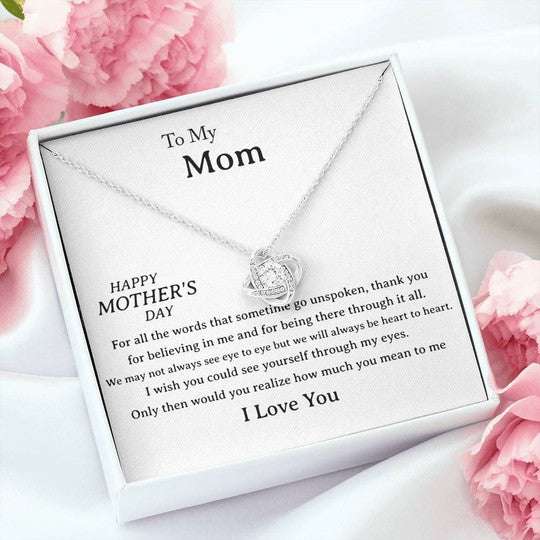 Mom Necklace, Gift For Mom We Will Always Be Heart To Heart Love Knot Necklace Gifts for Mother (Mom) Rakva