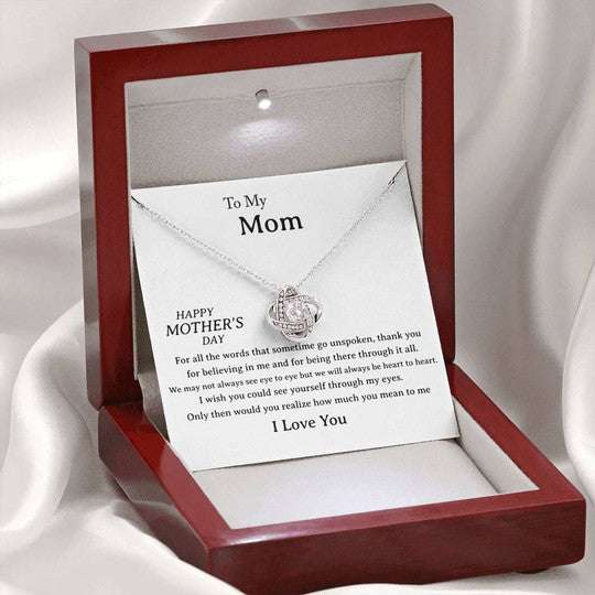 Mom Necklace, Gift For Mom We Will Always Be Heart To Heart Love Knot Necklace Gifts for Mother (Mom) Rakva