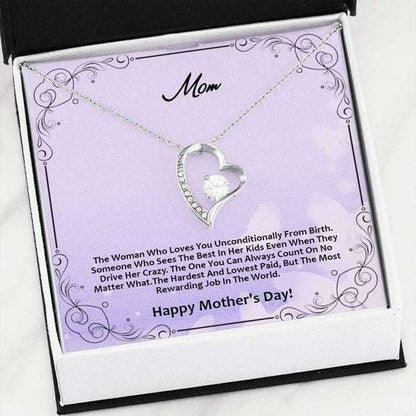 Mom Necklace, Gift For Mom Who Loves You Unconditional From Birth Forever Love Necklace Gifts for Mother (Mom) Rakva