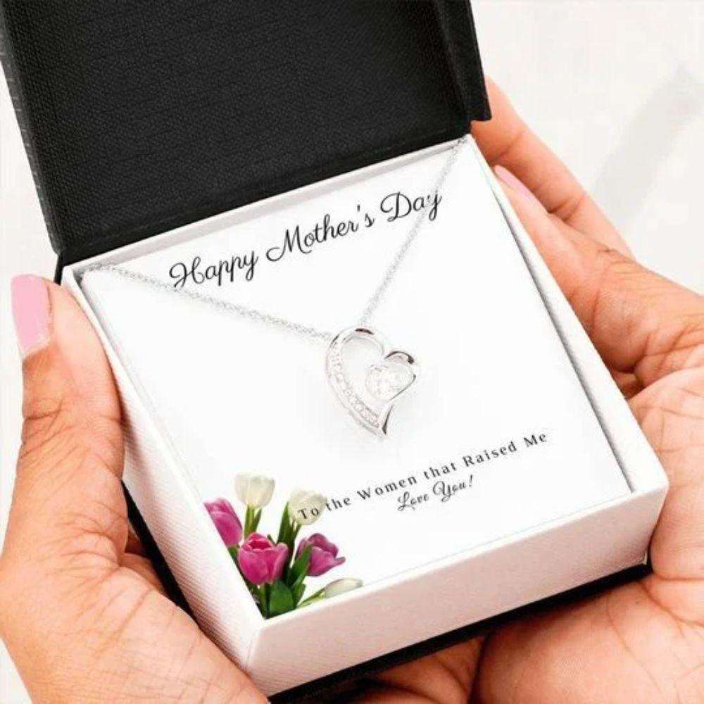 Mom Necklace, Gift For Mom Who The Women That Raised Me Forever Love Necklace Valentines Necklace For Her Gifts for Mother (Mom) Rakva