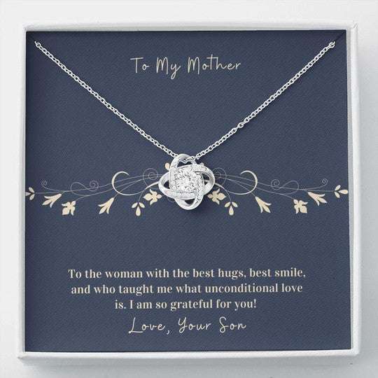 Mom Necklace, Gift For Mom With The Best Hugs Best Smile Love Knot Necklace Gifts for Mother (Mom) Rakva