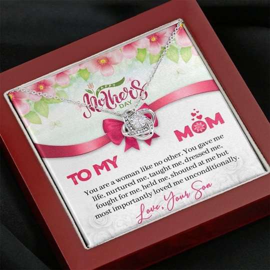 Mom Necklace, Gift For Mom You Are A Woman Like No Other Love Knot Necklace Gifts for Mother (Mom) Rakva