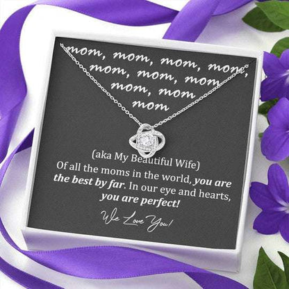 Mom Necklace, Gift For Mom You Are The Best By Far Love Knot Necklace Gifts for Mother (Mom) Rakva