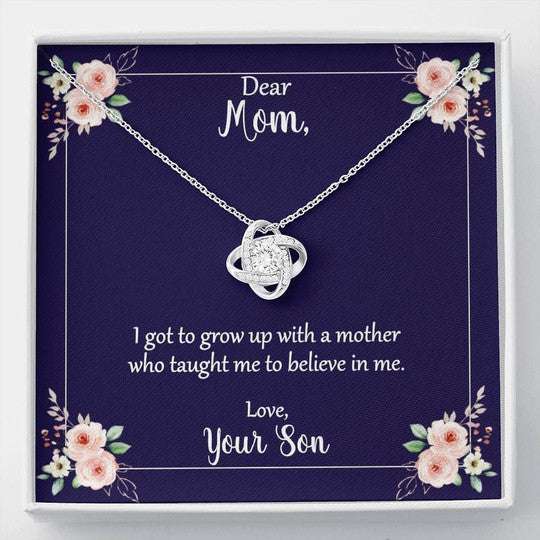 Mom Necklace, Gift For Mom You Taught Me To Believe In Me Love Knot Necklace Gifts for Mother (Mom) Rakva