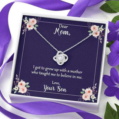 Mom Necklace, Gift For Mom You Taught Me To Believe In Me Love Knot Necklace Gifts for Mother (Mom) Rakva