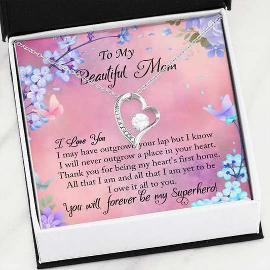 Mom Necklace, Gift For Mom You Will Forever Be My Superhero Forever Love Necklace Gifts for Mother (Mom) Rakva