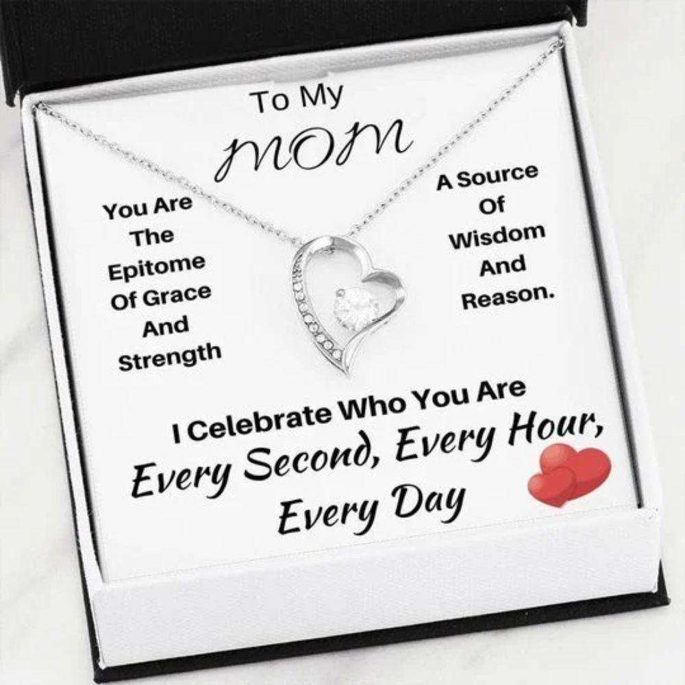 Mom Necklace, Gift For Mom You’Re The Epitome Of Grace And Strength Forever Love Necklace Gifts for Mother (Mom) Rakva