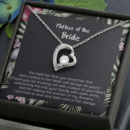 Mom Necklace, Gift For Mother Of The Bride, You Held Her First, Cz Pendant Heart Necklace Gifts for Mother (Mom) Rakva