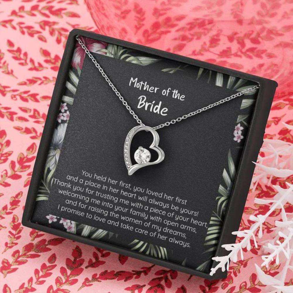 Mom Necklace, Gift For Mother Of The Bride, You Held Her First, Cz Pendant Heart Necklace Gifts for Mother (Mom) Rakva