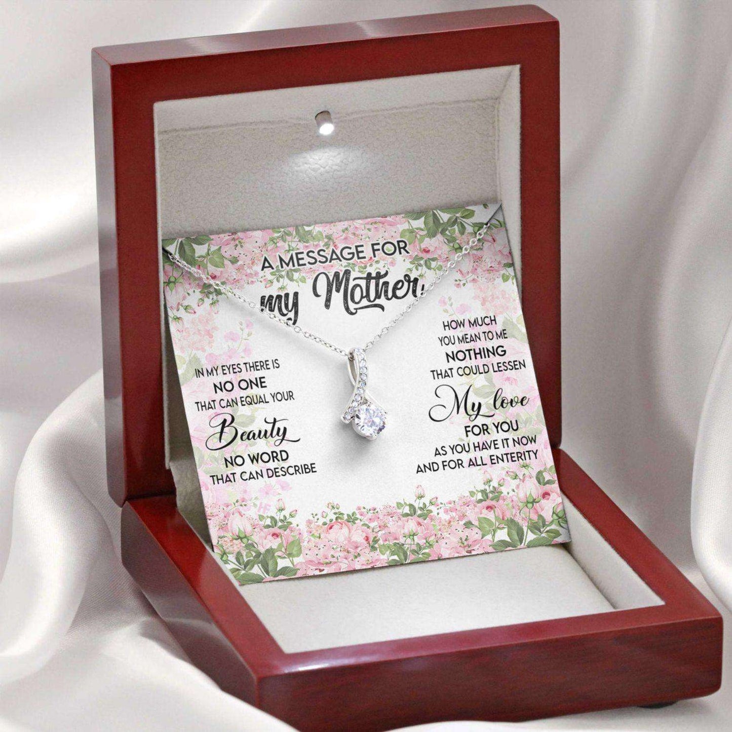 Mom Necklace, Gift For Mother’S Day A Message For My Mother, Message Card Beauty Necklace Gifts for Mother (Mom) Rakva