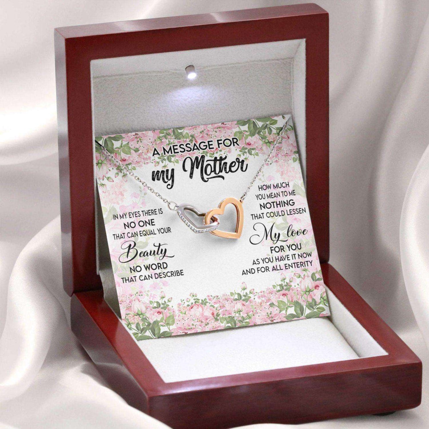 Mom Necklace, Gift For Mother’S Day A Message For My Mother, Message Card Hearts Necklace Gifts for Mother (Mom) Rakva