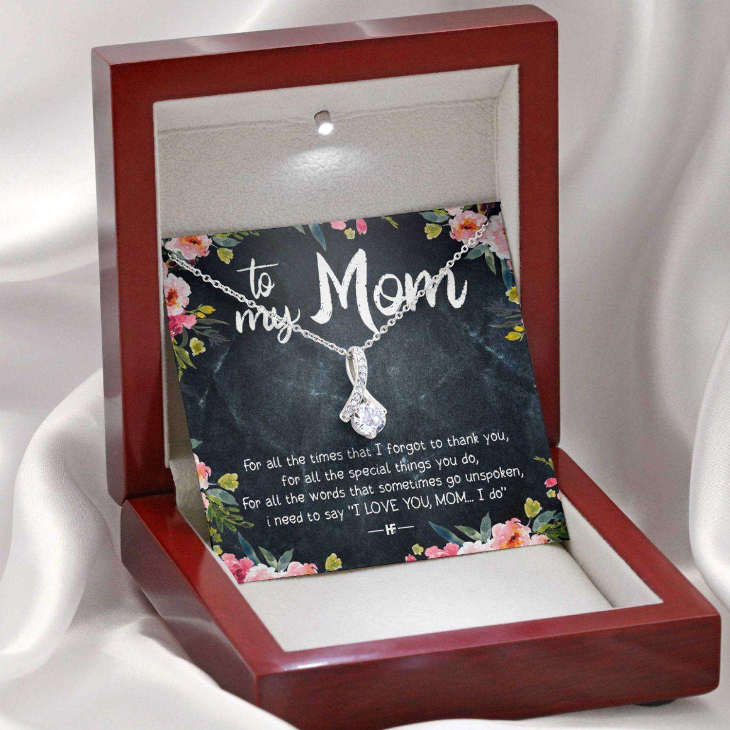 Mom Necklace, Gift For Mother’S Day All The Times I Forgot To Thank You, Message Card Beauty Necklace Gifts for Mother (Mom) Rakva