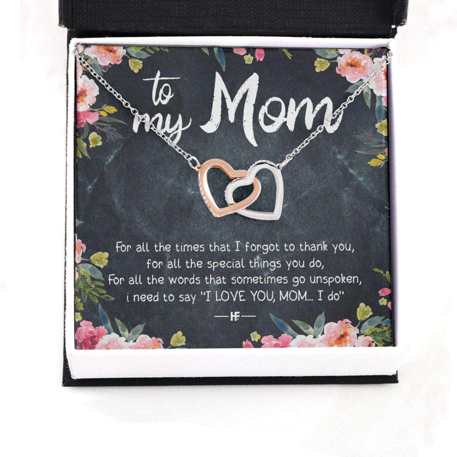 Mom Necklace, Gift For Mother’S Day All The Times I Forgot To Thank You, Message Card Hearts Necklace Gifts for Mother (Mom) Rakva