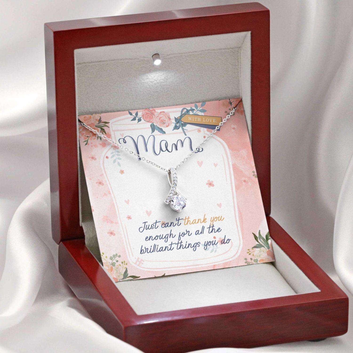 Mom Necklace, Gift For Mother’S Day Can’T Thank You Enough, Message Card Beauty Necklace Gifts for Mother (Mom) Rakva