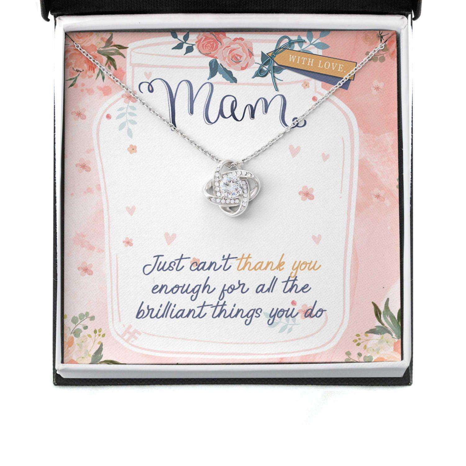 Mom Necklace, Gift For Mother’S Day Can’T Thank You Enough, Message Card Love Knot Necklace Gifts for Mother (Mom) Rakva