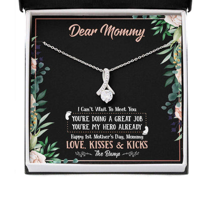 Mom Necklace, Gift For Mother’S Day Dear Mommy Can’T Wait To Meet You, Message Card Beauty Necklace Gifts for Mother (Mom) Rakva