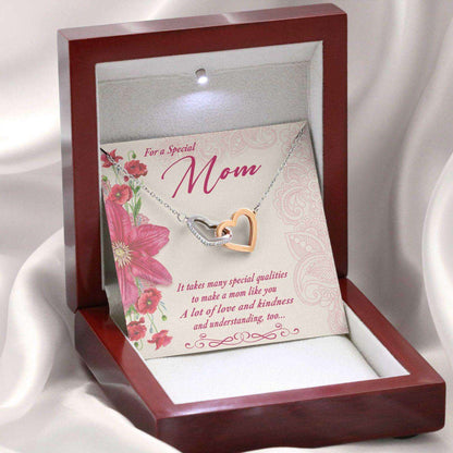 Mom Necklace, Gift For Mother’S Day For A Special Mom, Message Card Hearts Necklace Gifts for Mother (Mom) Rakva