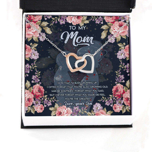 Mom Necklace, Gift For Mother’S Day From Son You’Re The Greatest, Message Card Hearts Necklace Gifts for Mother (Mom) Rakva