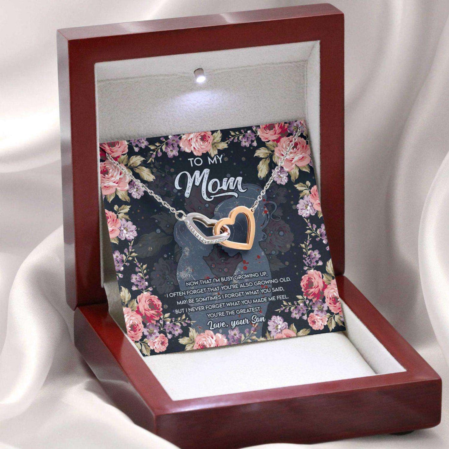 Mom Necklace, Gift For Mother’S Day From Son You’Re The Greatest, Message Card Hearts Necklace Gifts for Mother (Mom) Rakva