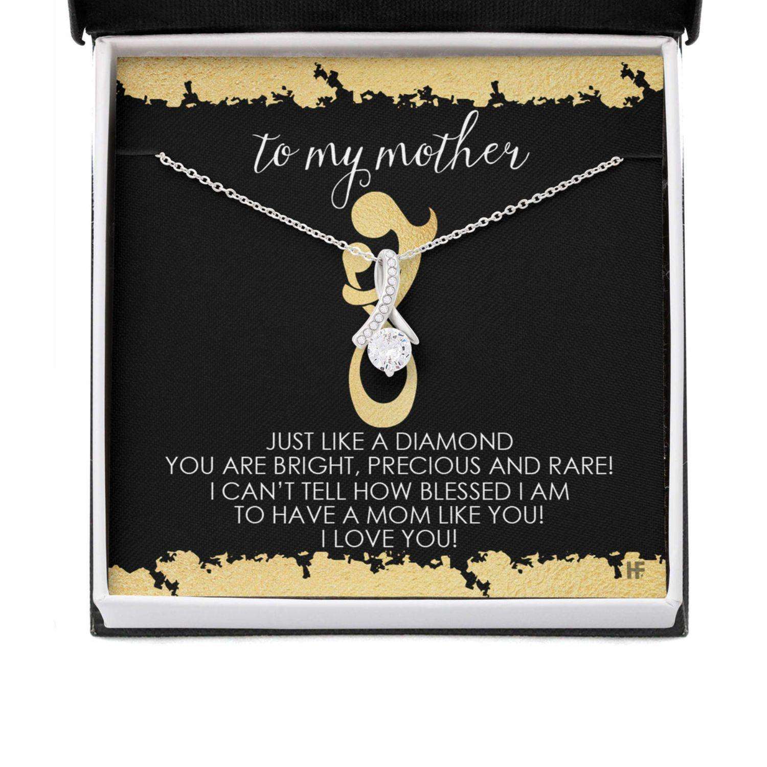 Mom Necklace, Gift For Mother’S Day Just Like A Diamond, Heartfelt Message Card Beauty Necklace Gifts for Mother (Mom) Rakva