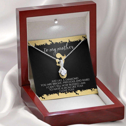 Mom Necklace, Gift For Mother’S Day Just Like A Diamond, Heartfelt Message Card Beauty Necklace Gifts for Mother (Mom) Rakva