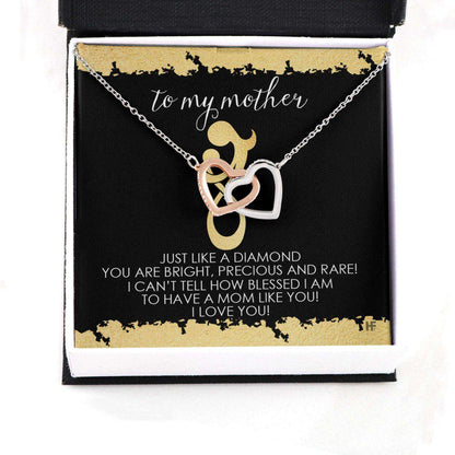 Mom Necklace, Gift For Mother’S Day Just Like A Diamond, Heartfelt Message Card Hearts Necklace Gifts for Mother (Mom) Rakva