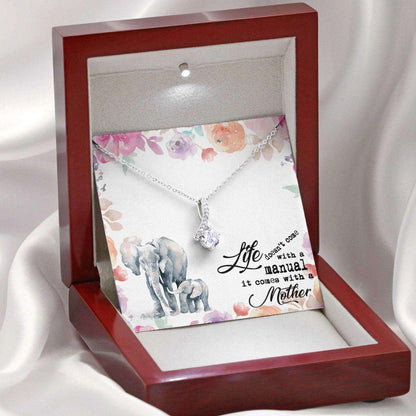 Mom Necklace, Gift For Mother’S Day Life Doesn’T Come With A Manual, Elephant Message Card Beauty Necklace Gifts for Mother (Mom) Rakva