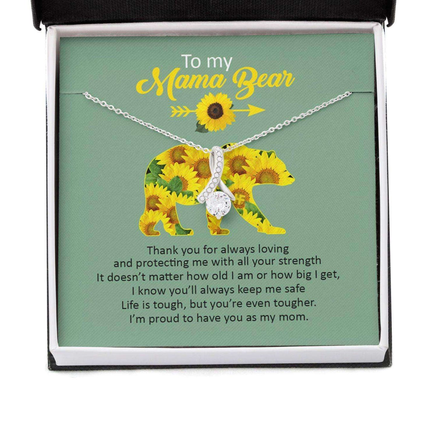 Mom Necklace, Gift For Mother’S Day Mama Bear Always Keep Me Safe, Sunmessage Card Gifts for Mother (Mom) Rakva