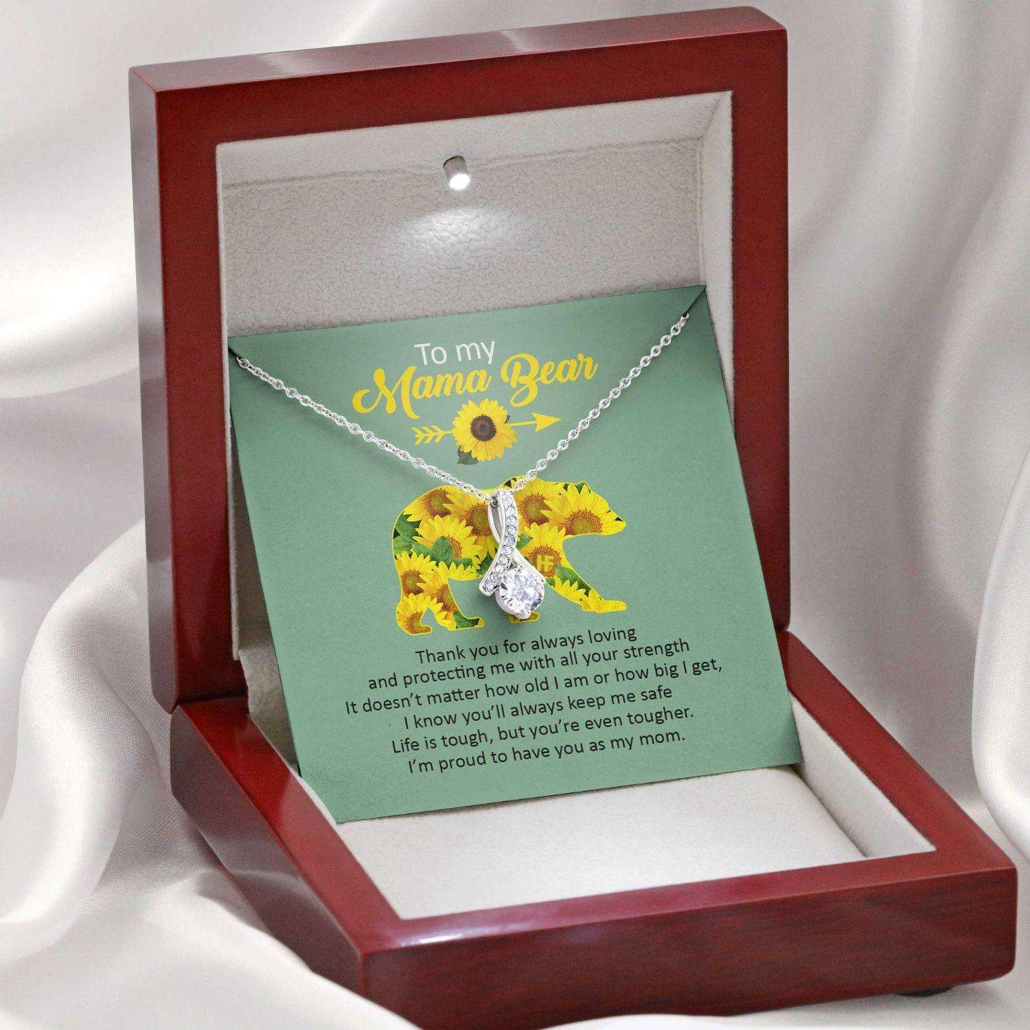 Mom Necklace, Gift For Mother’S Day Mama Bear Always Keep Me Safe, Sunmessage Card Gifts for Mother (Mom) Rakva