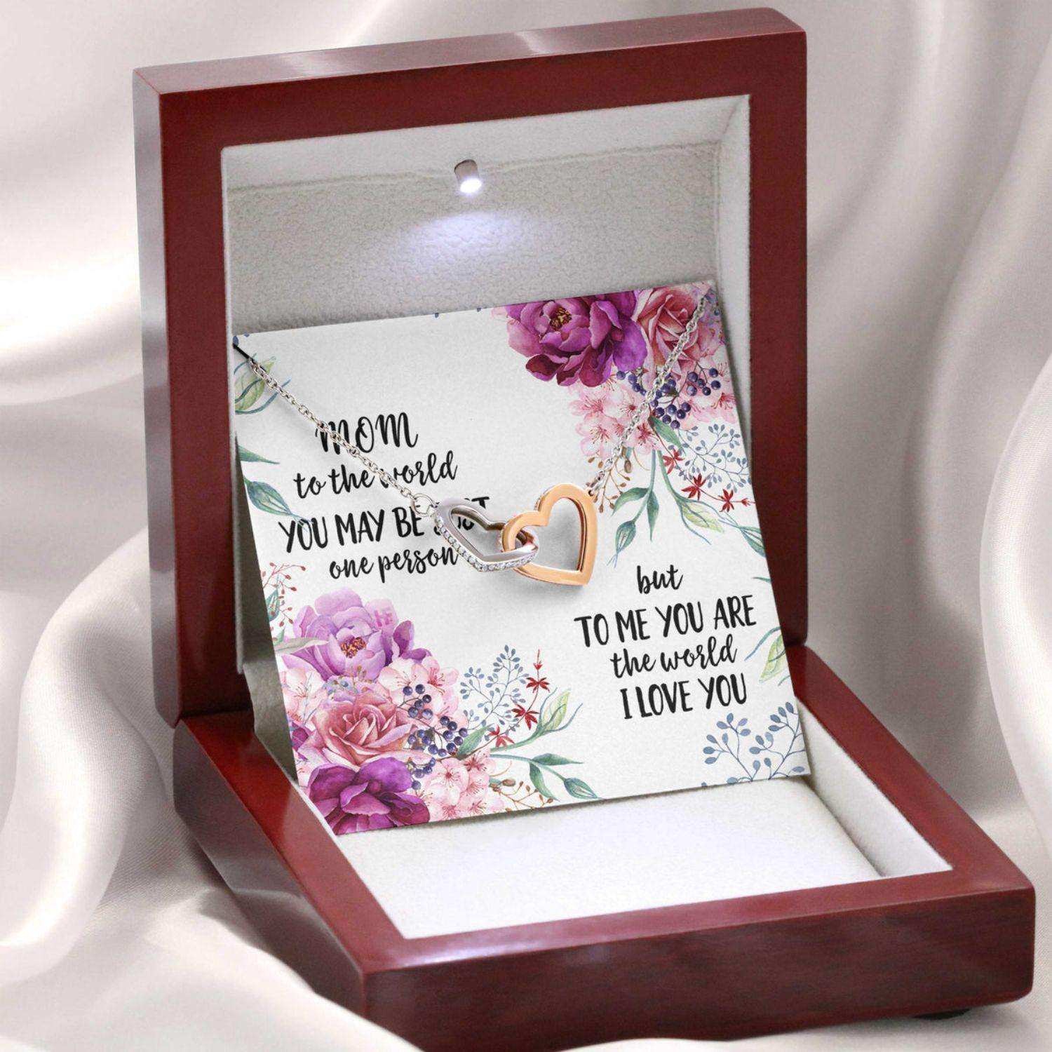 Mom Necklace, Gift For Mother’S Day Mother You Are My World Message Card Hearts Necklace Gifts for Mother (Mom) Rakva