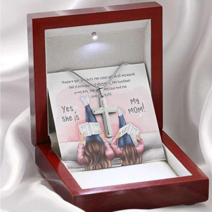 Mom Necklace, Gift For Mother’S Day Precious In Every Way, Message Card Cross Necklace Gifts for Mother (Mom) Rakva