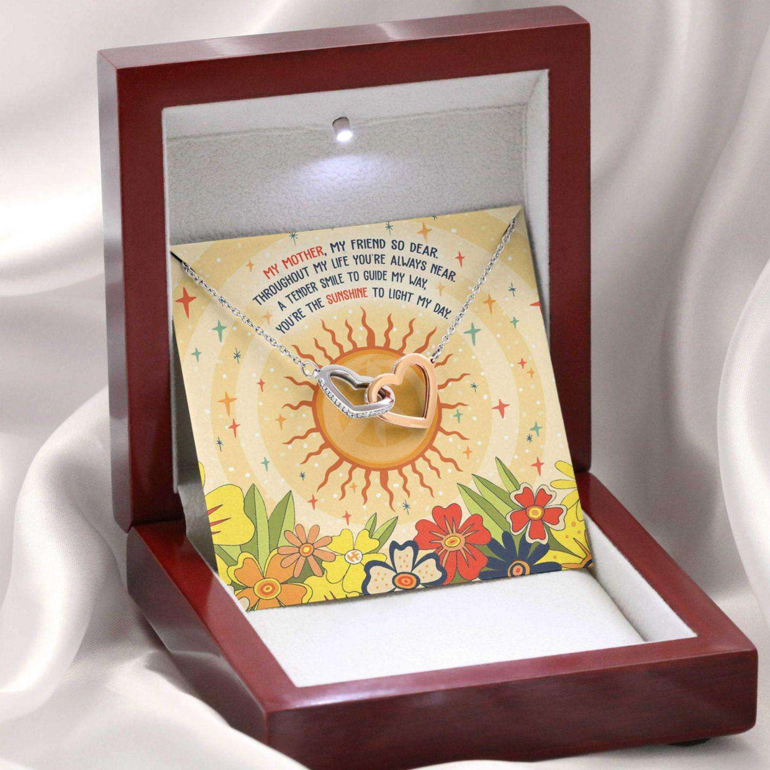 Mom Necklace, Gift For Mother’S Day Sunshine To Light My Day, Cute Mesage Card Hearts Necklace Gifts for Mother (Mom) Rakva