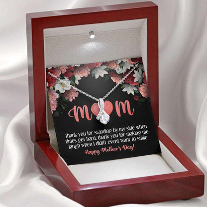 Mom Necklace, Gift For Mother’S Day Thank You For Standing By My Side, Heart Message Card Beauty Necklace Gifts for Mother (Mom) Rakva