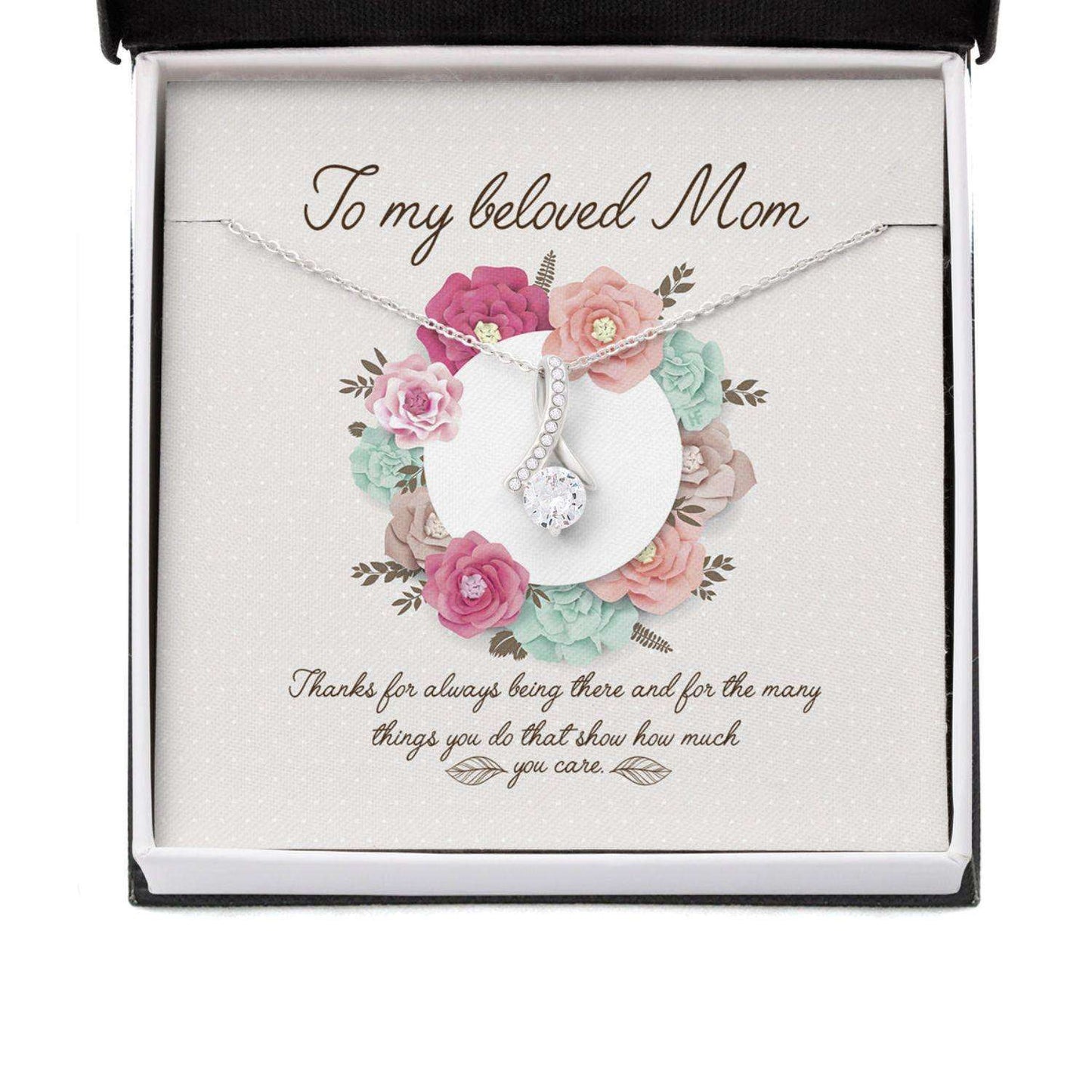 Mom Necklace, Gift For Mother’S Day Thanks For Always Being There, Message Card Beauty Necklace Gifts for Mother (Mom) Rakva