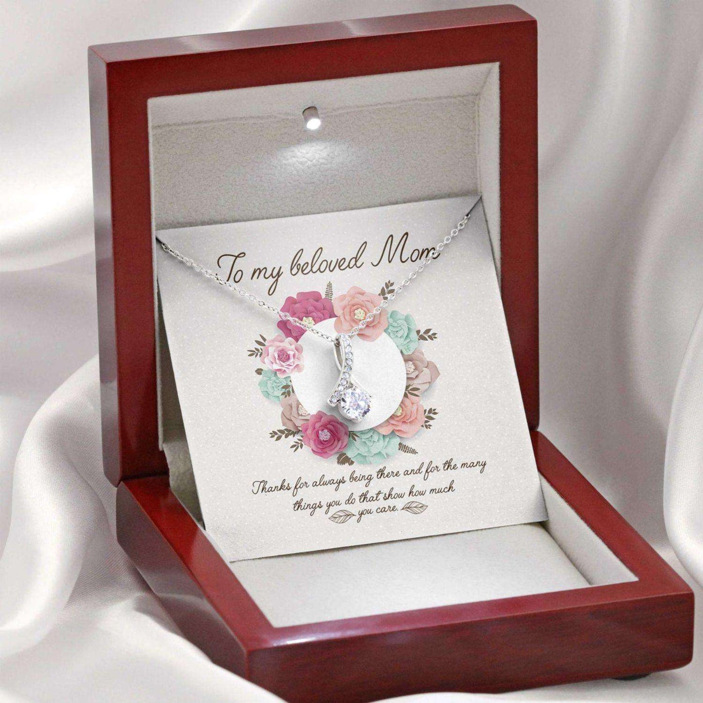 Mom Necklace, Gift For Mother’S Day Thanks For Always Being There, Message Card Beauty Necklace Gifts for Mother (Mom) Rakva