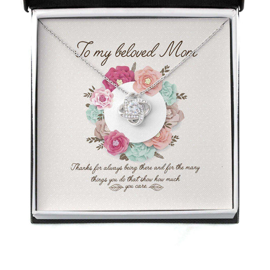 Mom Necklace, Gift For Mother’S Day Thanks For Always Being There, Message Card Love Knot Necklace Gifts for Mother (Mom) Rakva