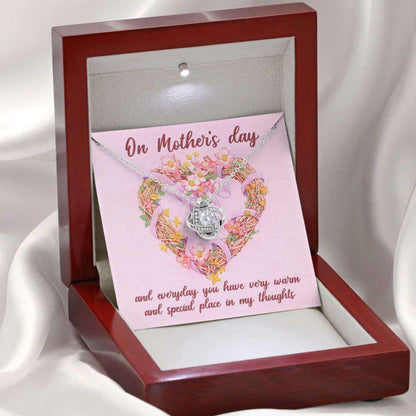 Mom Necklace, Gift For Mother’S Day Warm And Special Place In My Thought, Message Card Love Knot Necklace Gifts for Mother (Mom) Rakva