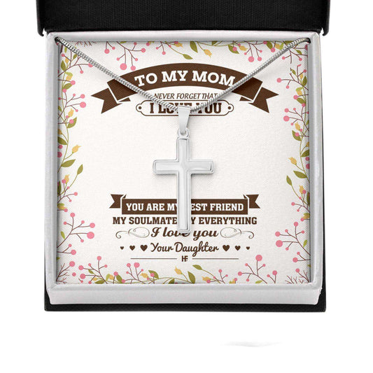 Mom Necklace, Gift For Mother’S Day You’Re My Everything, Delightful Message Card Cross Necklace Gifts for Mother (Mom) Rakva