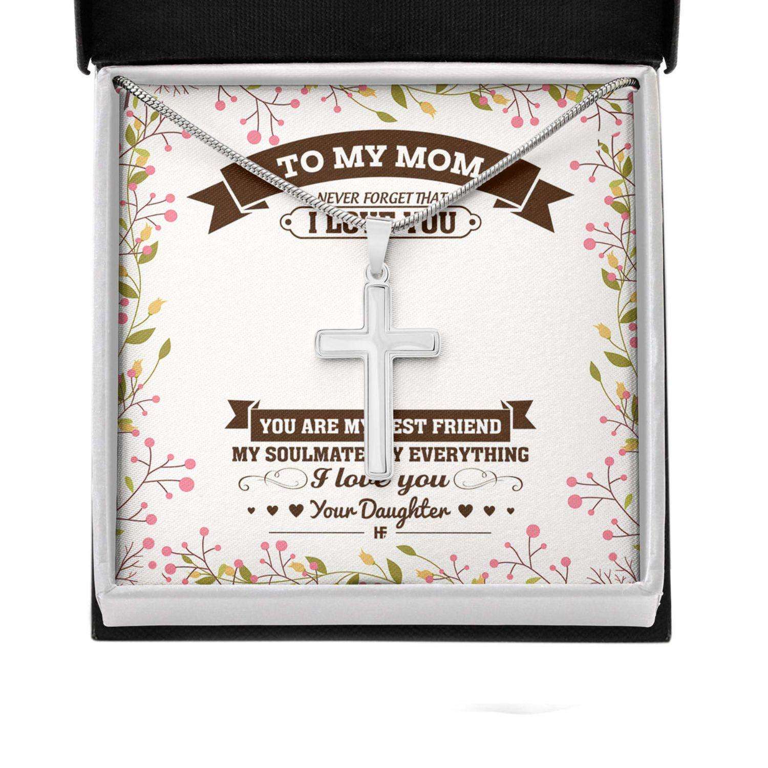 Mom Necklace, Gift For Mother’S Day You’Re My Everything, Delightful Message Card Cross Necklace Gifts for Mother (Mom) Rakva