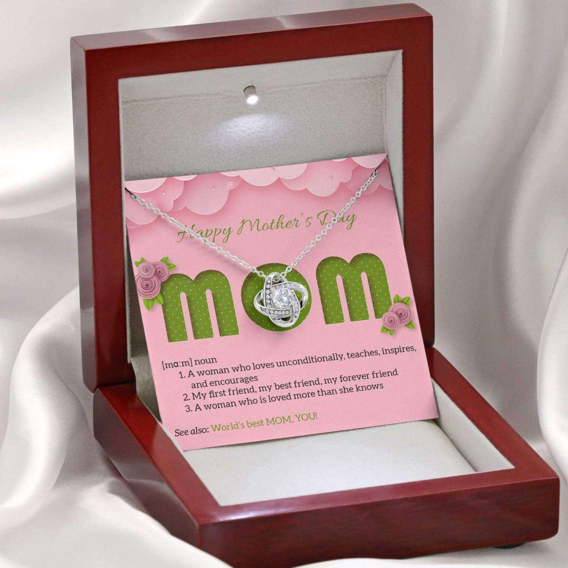 Mom Necklace, Gift For My Beloved Mom On Mother’S Day With Paper Cut Letters, Flowers, Clouds Gifts for Mother (Mom) Rakva