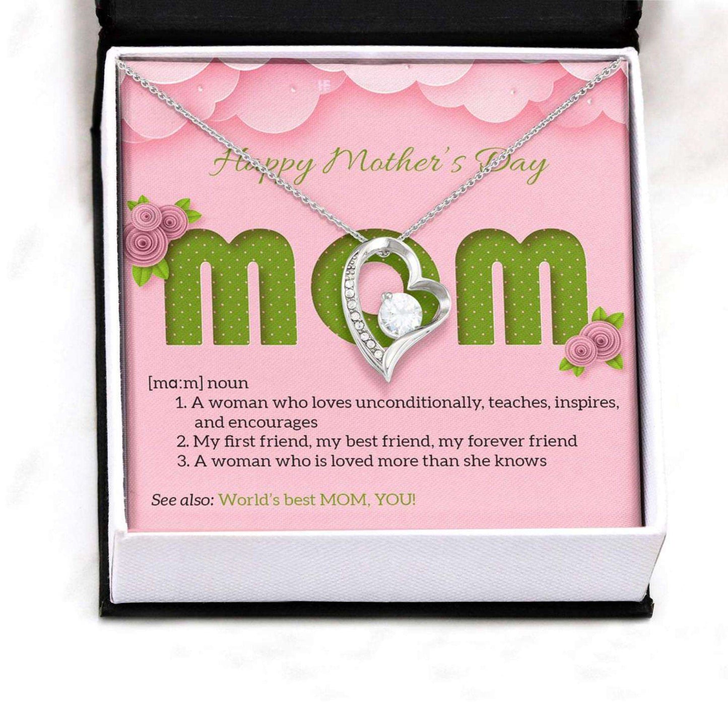 Mom Necklace, Gift For My Beloved Mom On Mother’S Day With Paper Cut Letters, Flowers, Forever Love Necklaces Gifts for Mother (Mom) Rakva