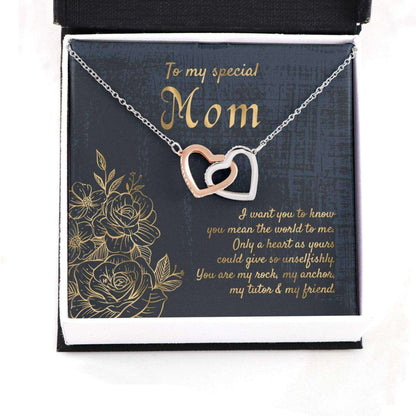 Mom Necklace, Gift For My Special Mom On Mother’S Day With Golden Lined Roses Interlocking Hearts Necklaces Gifts for Mother (Mom) Rakva